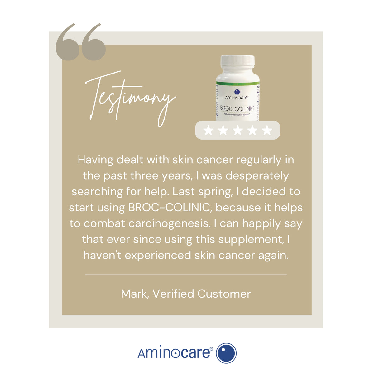 Customer Approved Testimonial for Aminocare Broc-Colinic