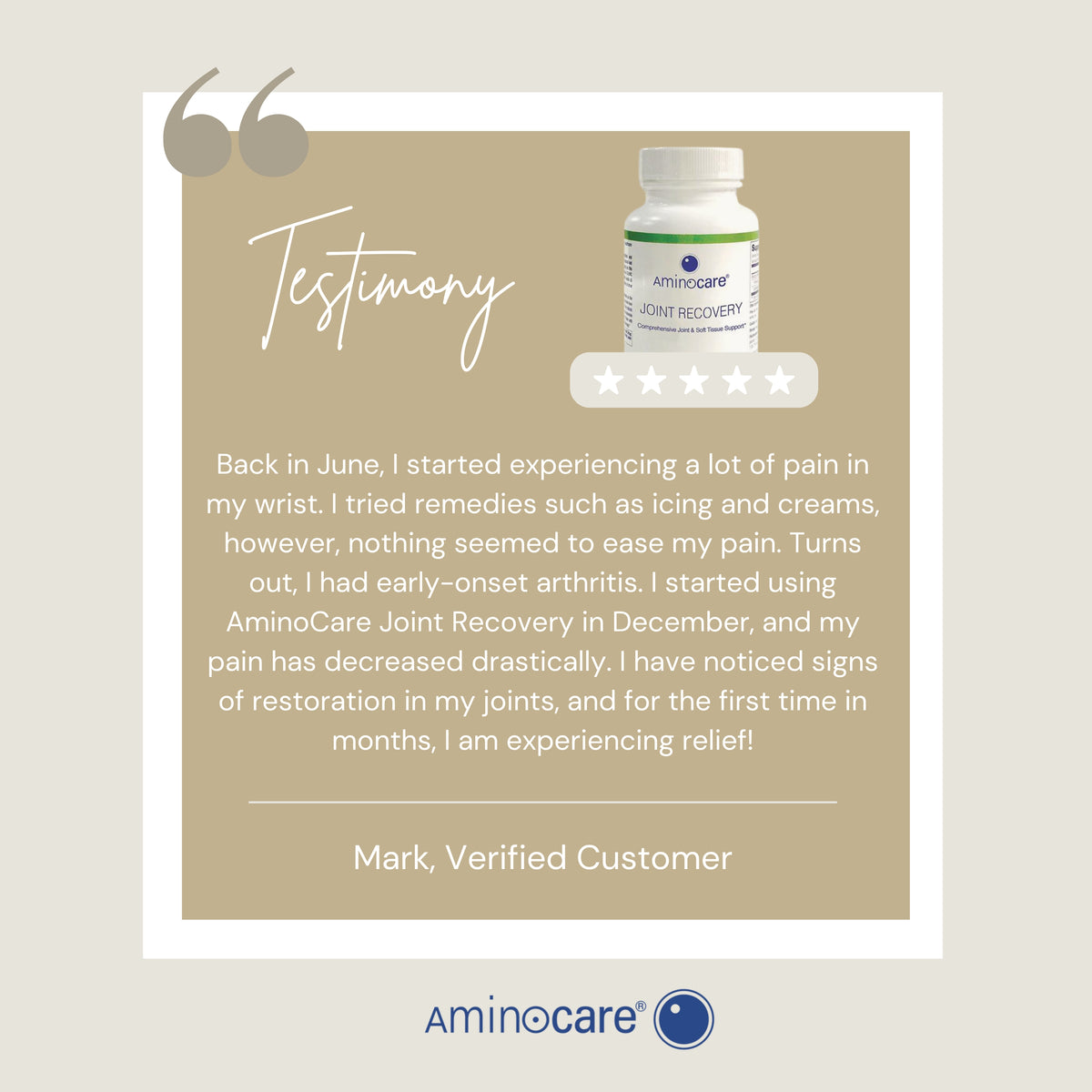 Aminocare® Joint Recovery Testimonial