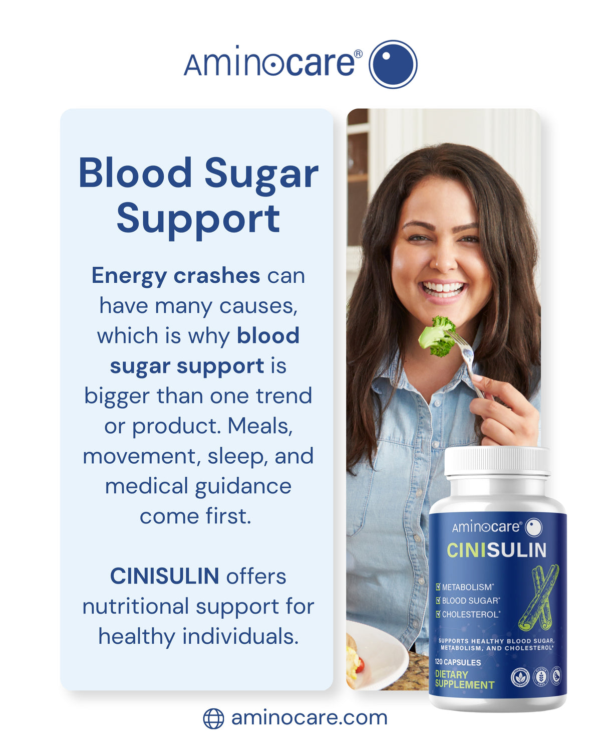 Aminocare Cinisulin blood sugar support supplement in Houston, Texas