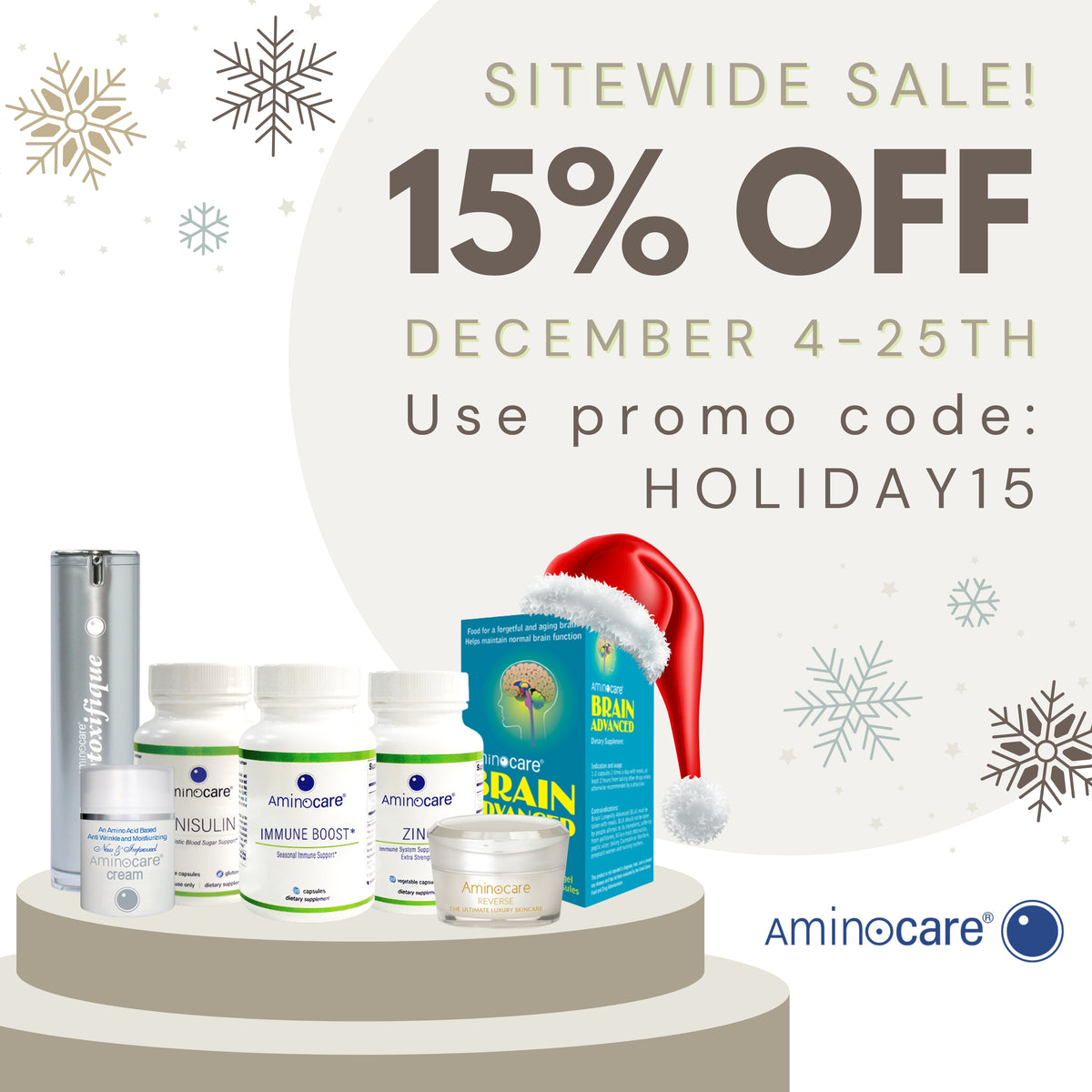 Holiday Sitewide Sale for Aminocare® Health and Wellness Products