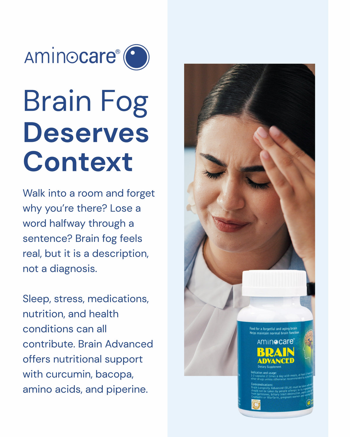 Aminocare Brain Advanced supplement supporting focus in Houston, Texas