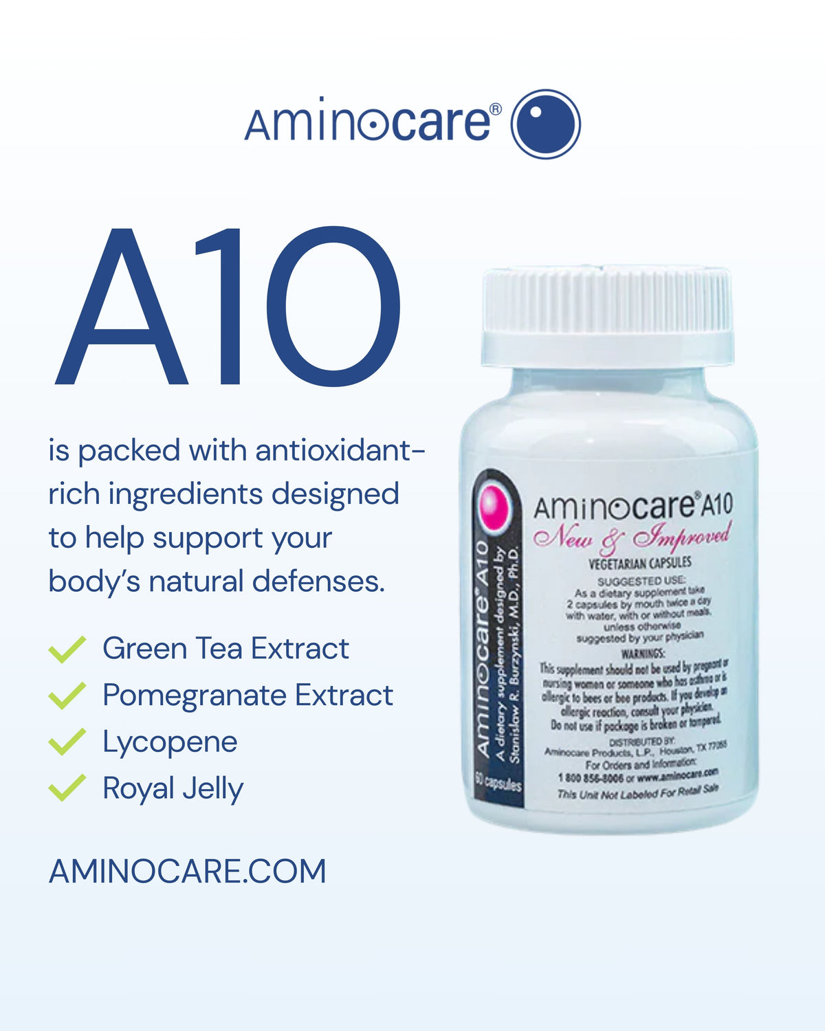 Antioxidant Support for Cellular Wellness | Aminocare® A10