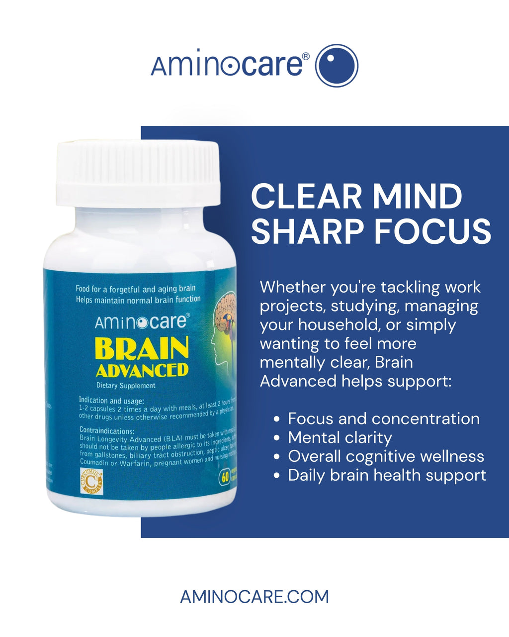 Brain Support for Focus and Mental Clarity | Aminocare® – Aminocare ...