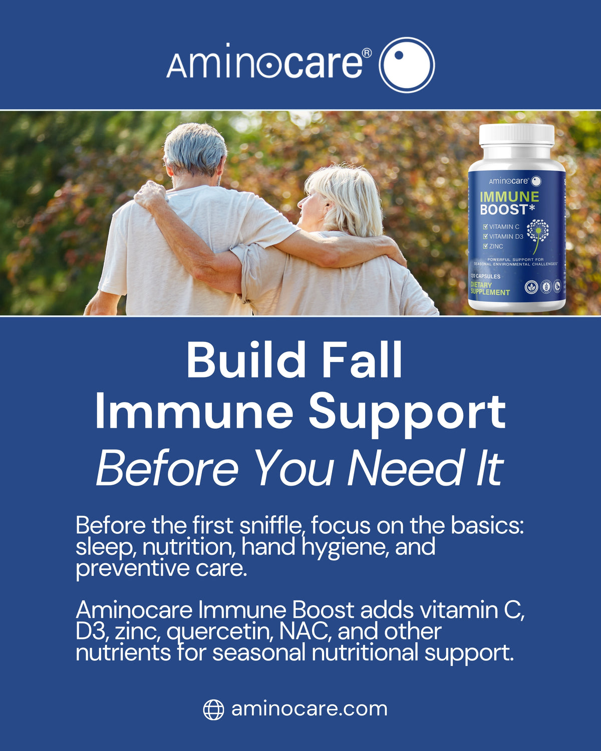 Aminocare Immune Boost supplement for fall season in Houston, Texas